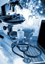 image of laptop and stethoscope close-up Royalty Free Stock Photo