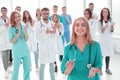 Image of a large group of applauding medical professionals. Royalty Free Stock Photo