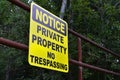 Yellow No Trespassing Sign Royalty Free Stock Photo