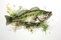 Image of largemouth bass fish. Underwater animals. Illustration, Generative AI Royalty Free Stock Photo