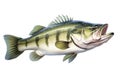 Image of a largemouth bass isolated on white background. Fish. Underwater animals. Generative AI Royalty Free Stock Photo