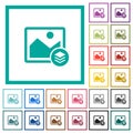 Image layers flat color icons with quadrant frames