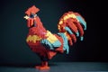 Image of lego toy rooster. Farm animals. illustration, generative AI