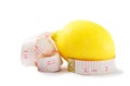 Lemon fruit with tape measure Royalty Free Stock Photo