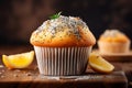 Lemon poppyseed muffin tasty dessert background Royalty Free Stock Photo