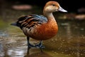 Image of a lesser whistling duck on natural background. Wild Animals. Winged animal. illustration. Generative AI