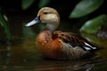 Image of a lesser whistling duck on natural background. Wild Animals. Winged animal. illustration. Generative AI