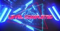Image of level completed text over neon pattern background Royalty Free Stock Photo