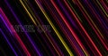 Image of level up text over multicolored falling lines against black background
