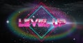 Image of level up text over neon pattern background Royalty Free Stock Photo