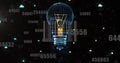 Image of light bulb, bar code and data processing Royalty Free Stock Photo