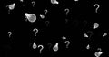 Image of light bulb icons and question marks on black background Royalty Free Stock Photo