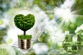 Image with a light bulb inside which a tree is symbolically placed, and the crown of the tree looking like a heart Royalty Free Stock Photo