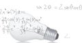 Image of light bulb and scientific formule data processing