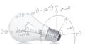 Image of light bulb and scientific formule data processing