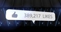 Image of likes text and data processing over computer servers Royalty Free Stock Photo