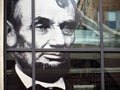 Image of Lincoln overlooking Ford`s theater, Washington DC