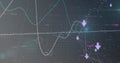 Image of lines and numbers changing, arrows and data processing over grid Royalty Free Stock Photo