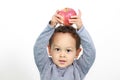A little boy with apple on top of his head Royalty Free Stock Photo