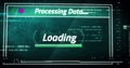 Image of loading processing data text flashing digital interface Royalty Free Stock Photo