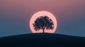 The image of a lone tree on a hill at sunset is a common representation of solitude in scenic nature photography Royalty Free Stock Photo