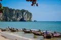 Beach with longtail boats at Ao Nang beach