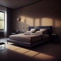 Image of a luxurious bedroom. Has an interesting decoration and a great setting out.