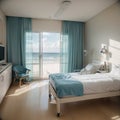 Luxury hospital room with beach and sea view in medical tourism concept ing of home interior for self-isolation quarantine from Royalty Free Stock Photo