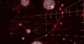 Image of macro Covid-19 cells floating with mathematic formulae