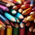 Image Macro shot of many colored pencils, forming a colorful background