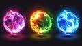 The image is a magic fire orb icon with a power light glow effect. Fantasy energy crystal sphere. Abstract round Royalty Free Stock Photo