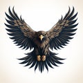 Brown Eagle With Antlers Flying Free Vector Design