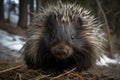 Image of malayan porcupine with long spiky hair. Wildlife Animals. Illustration. Generative AI