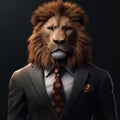 Image of a male lion businessman wearing a suit on clean background. Wildlife Animals. Illustration, generative AI