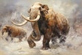 Image of a mammoth with long and large tusks., Wildlife., Ancient animals