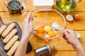 Image of man preparing dessert from pastry