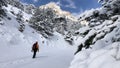 An image of a man`s diary of an excursion, hiking and adventure in the snowy mountains