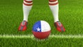 Man and soccer ball with Chilean flag Royalty Free Stock Photo