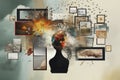 an image of a mans head surrounded by pictures