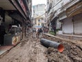 Busy atmosphere during the sewer excavation (Press Photograph)