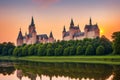 Marienburg Castle the largest medieval brick castle in the world in the city of Malbork at sunset made with