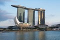 The image of Marina Bay Sands hotel and Art Science Museum. Royalty Free Stock Photo