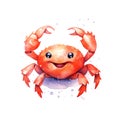 Marine crab watercolor illustration, marine animals clipart