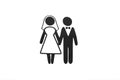 Image of a married couple, bride and groom, wedding, sign and symbol, object on a white isolated background Royalty Free Stock Photo