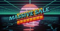 Image of massive sale text over a digital sunset Royalty Free Stock Photo