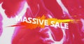 Image of massive sale text and shapes on black background