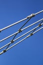 Image of mast of ship with rigging and ropes, sky and copy space - simple objects photo