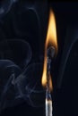 An image of a match stick flame in front of a black Royalty Free Stock Photo