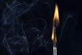 An image of a match stick flame in front of a black Royalty Free Stock Photo