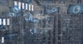 Image of mathematical equations and data processing over server room Royalty Free Stock Photo